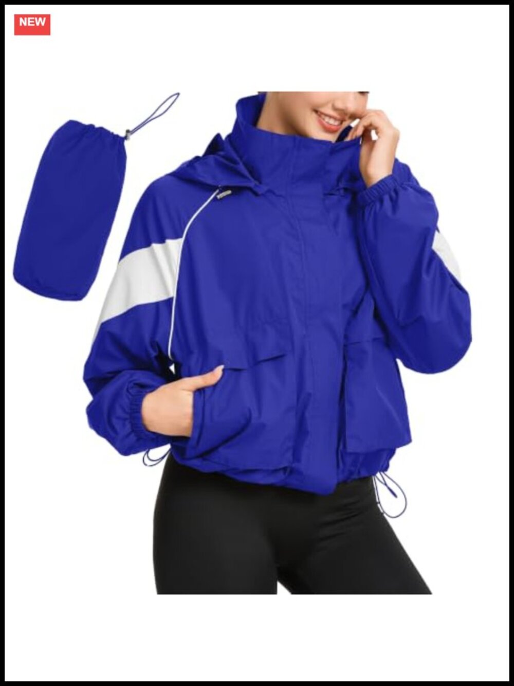 Waterproof Cropped Rain Jacket Lightweight Windbreaker Athletic Outdoor Running